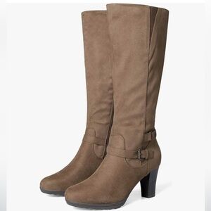 mysoft Women's Knee High Boots Chunky Heel Boots with Zipper Size 10